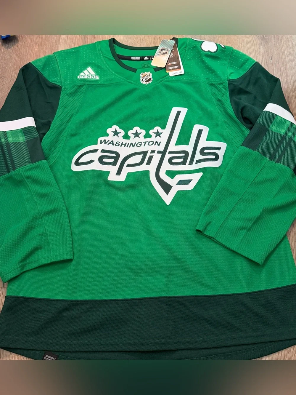 Adidas NHL Mens Washington Capitals Green Hockey Jersey St. Patrick’s Day